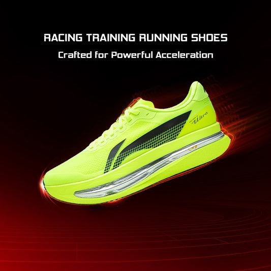 LI-NING MEN'S RED HARE 9 ULTRA RUNNING SHOES - CORE FLUORESCENT BRIGHT GREEN - ARPW007-1