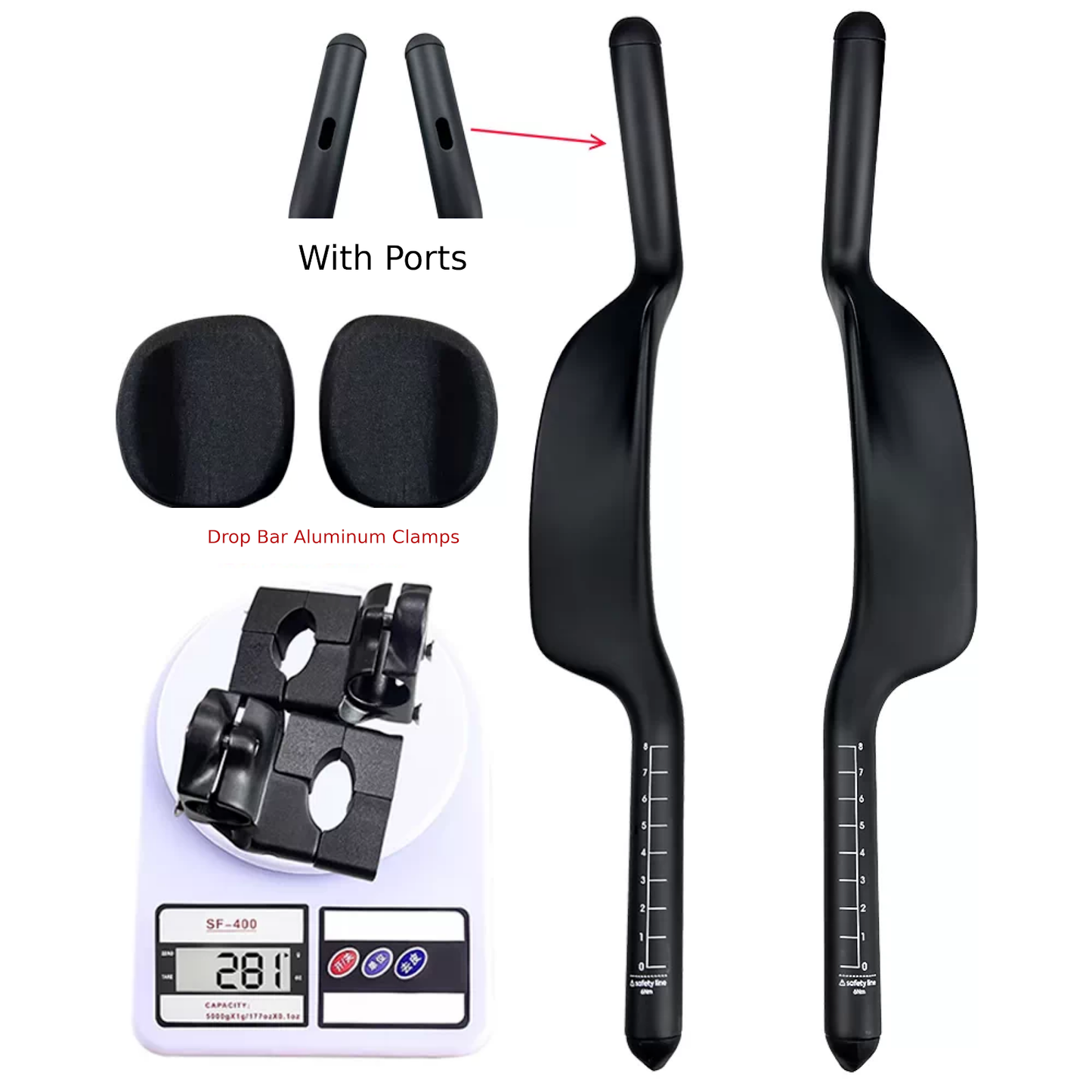 BALUGOE Carbon Clip-On Aerobars for Road Bike Drop Bars